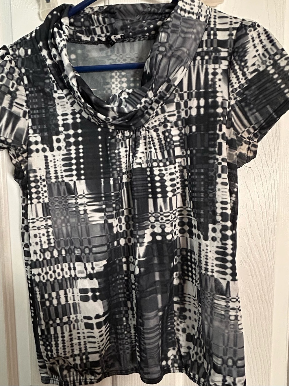 Limited Y2K Vintage Sheer Cowl Neck Short Sleeve Top